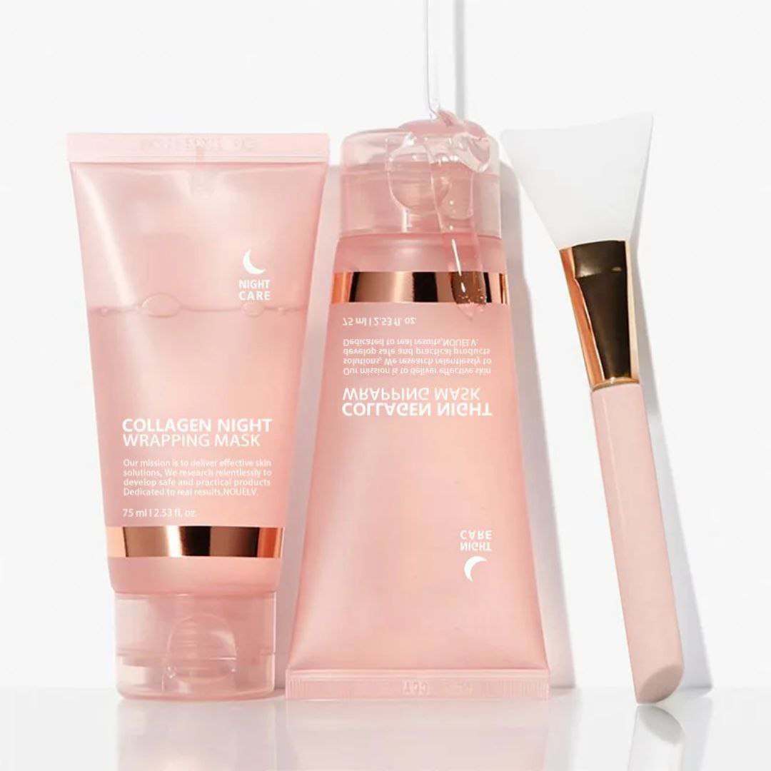 🌙 Collagen Night Ritual – Luxury Sleep Mask Duo + Applicator 💖