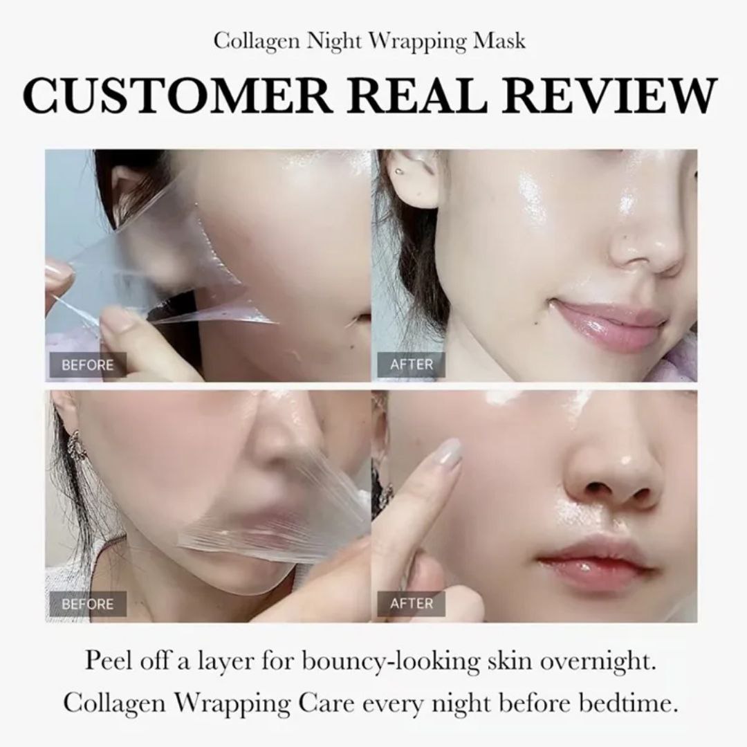 🌙 Collagen Night Ritual – Luxury Sleep Mask Duo + Applicator 💖